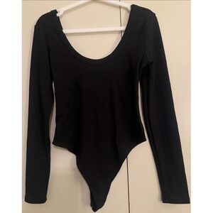 Lizette Collection Black Long Sleeve Scoop Neck Bodysuit Size Large NWT